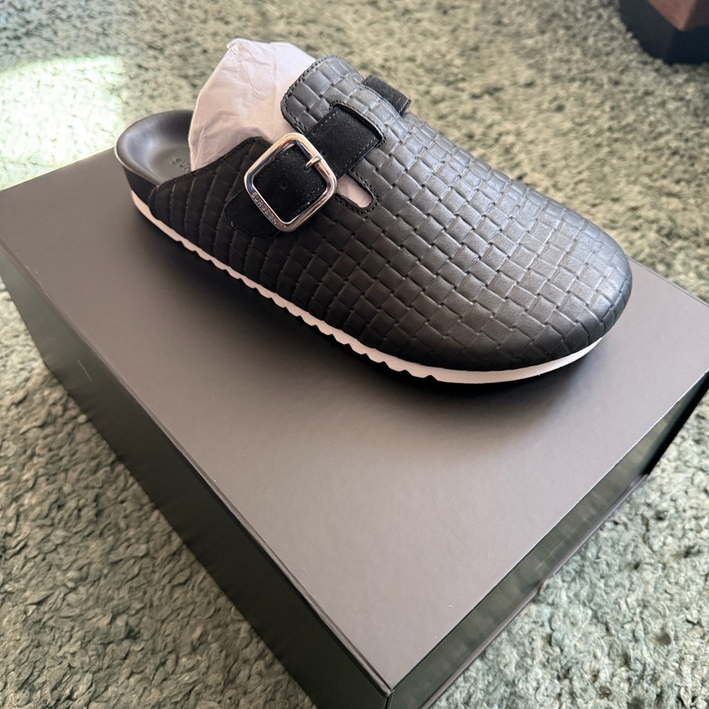 Shoe Surgeon Black Woven Men's Mule Loafers